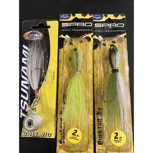 Spro Fishing Lure SBTJCC-2 Prime Bucktail Jig 2 oz Crazy Chartreuse Lot Of 3.